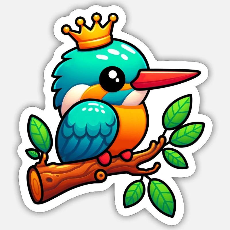 Kingfisher Eisvogel Vogel - Sticker Größe S (10 x 10 cm) - Mattweiß