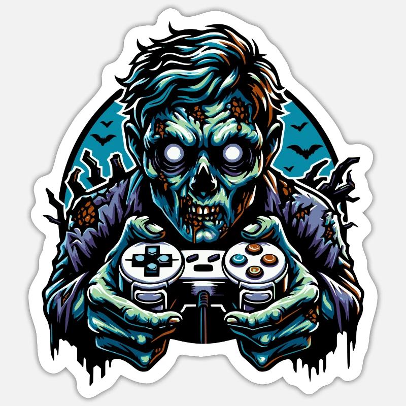 Manette de jeu Zombie - Sticker taille S (10 x 10 cm) - blanc mat