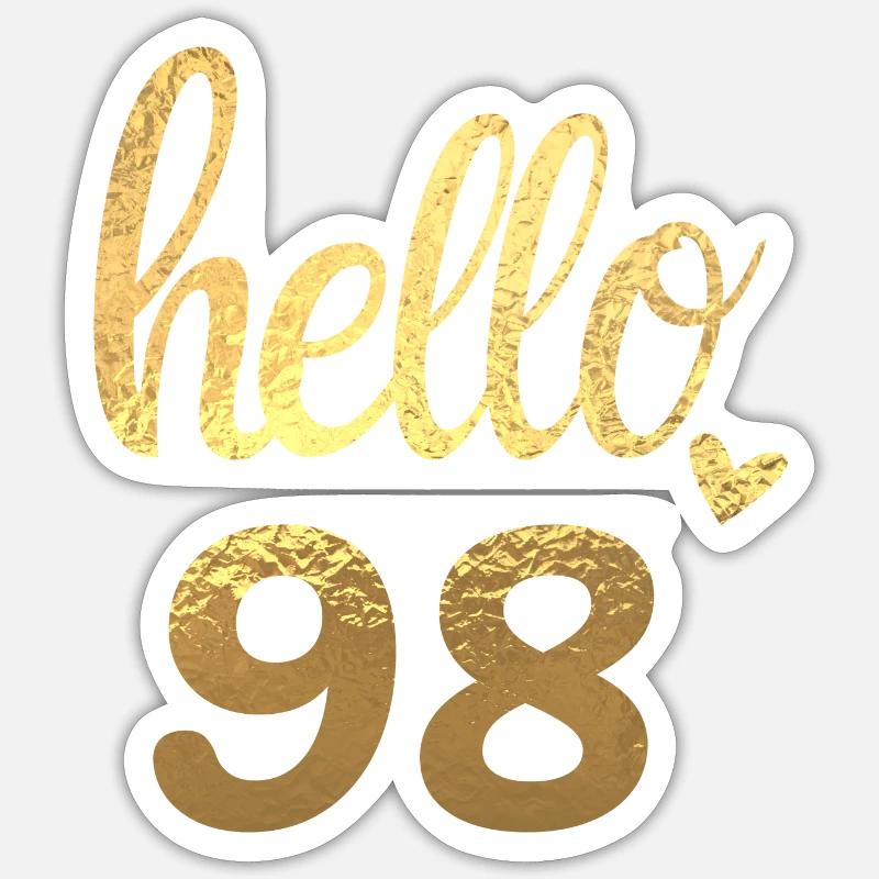 Hello 98 doré - Sticker taille S (10 x 10 cm) - blanc mat