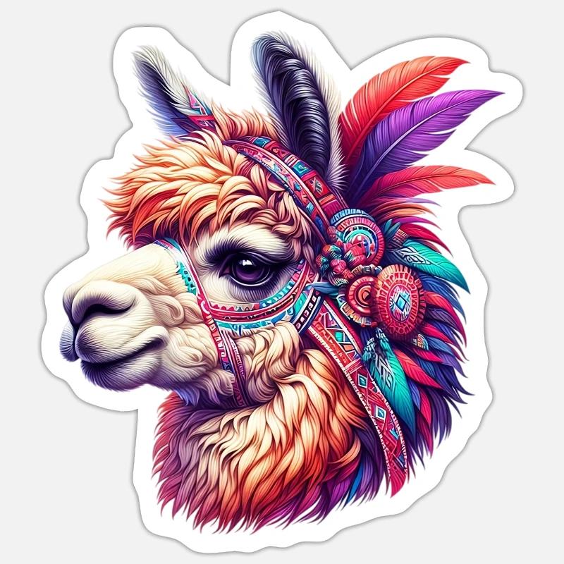 Alpaga - Sticker taille S (10 x 10 cm) - blanc mat