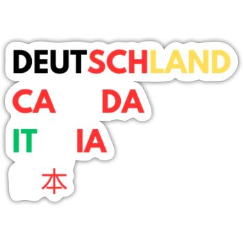 Länderfarben Schriftzug Collage - Sticker Größe S (10 x 10 cm) - Mattweiß - Vorne