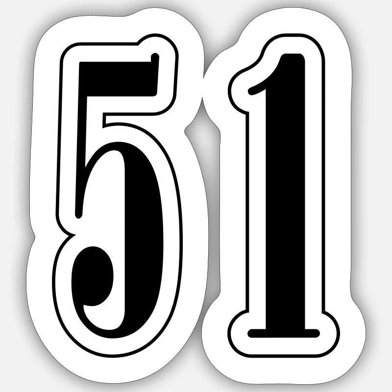 51 Number Symbol - Sticker size S (10 x 10 cm) - white matte