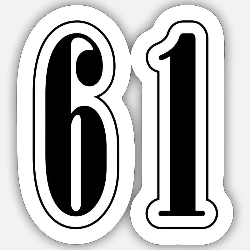 61 Symbole numérique - Sticker taille S (10 x 10 cm) - blanc mat