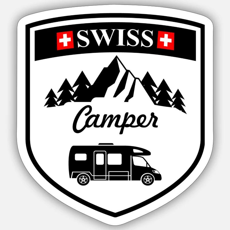 Profil Schweizer Camper schwarz - Sticker Größe S (10 x 10 cm) - Mattweiß