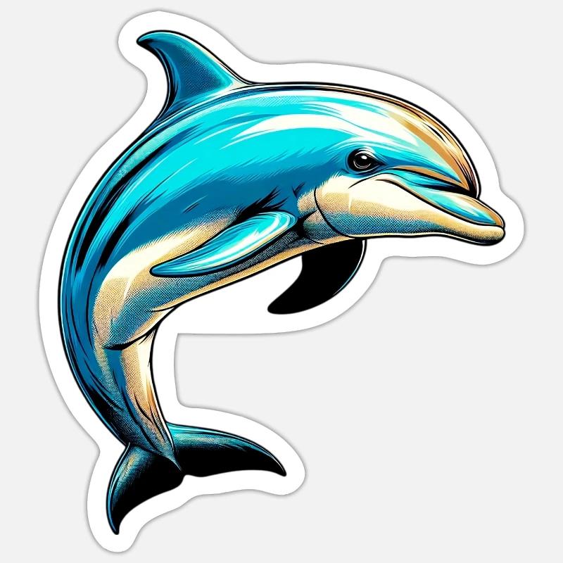 Delfin - Sticker Größe S (10 x 10 cm) - Mattweiß