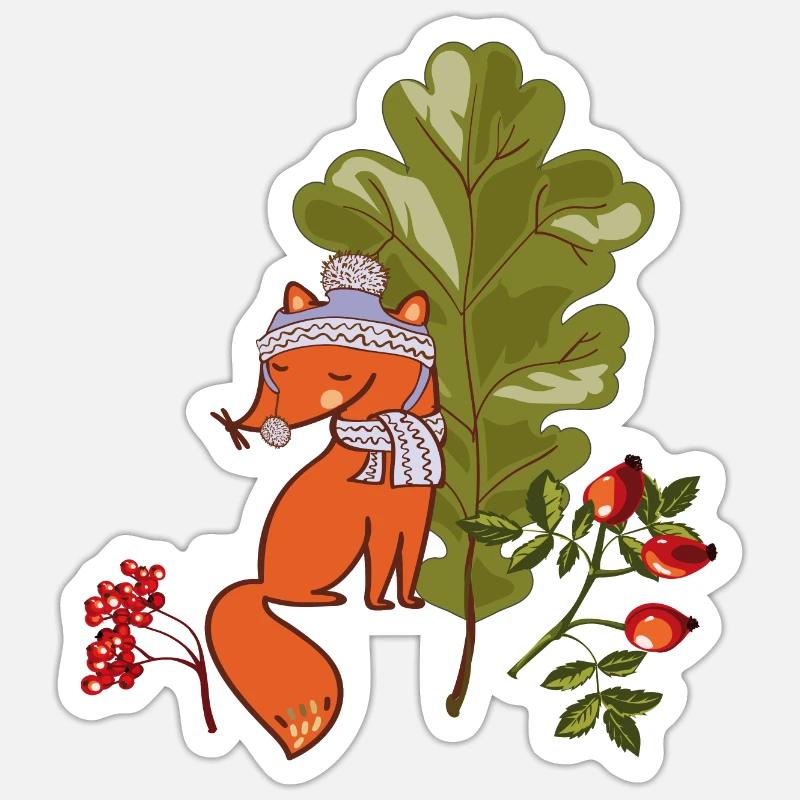 Fuchs im Herbst Sticker Größe S (10 x 10 cm)