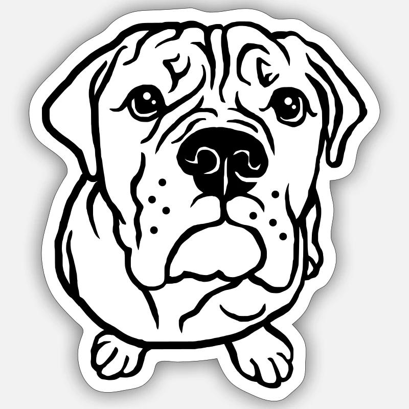 Mendicité du bouledogue - Sticker taille S (10 x 10 cm) - blanc mat
