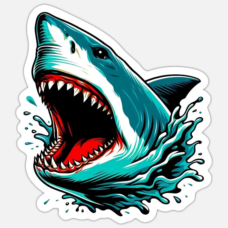 Requin - Sticker taille S (10 x 10 cm) - blanc mat
