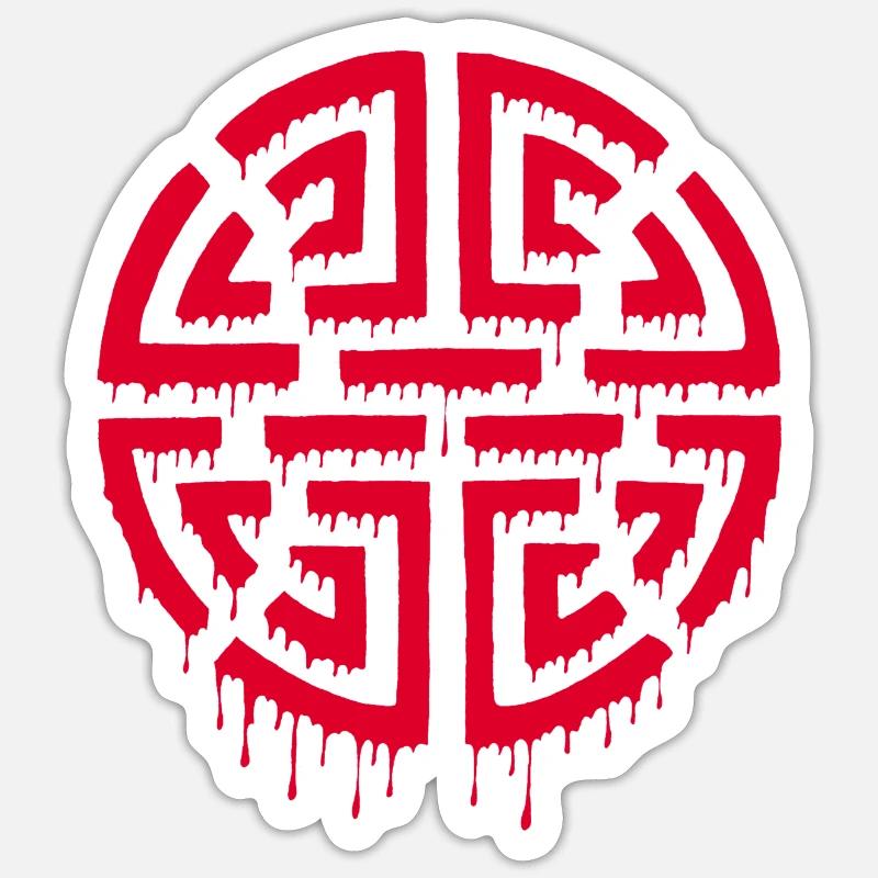Graffiti eines roten Labyrinths - Sticker Größe S (10 x 10 cm) - Mattweiß
