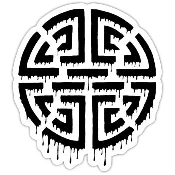 Graffiti eines schwarzen Labyrinths - Sticker Größe S (10 x 10 cm) - Mattweiß - Vorne