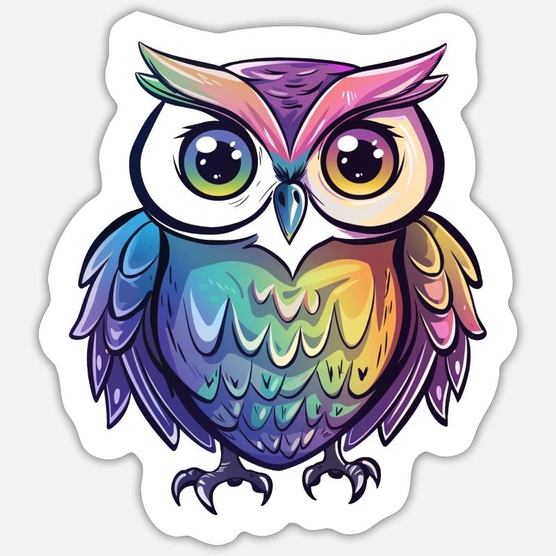 Niedliche Eule Kawaii Maskottchen - Sticker Größe S (10 x 10 cm) - Mattweiß
