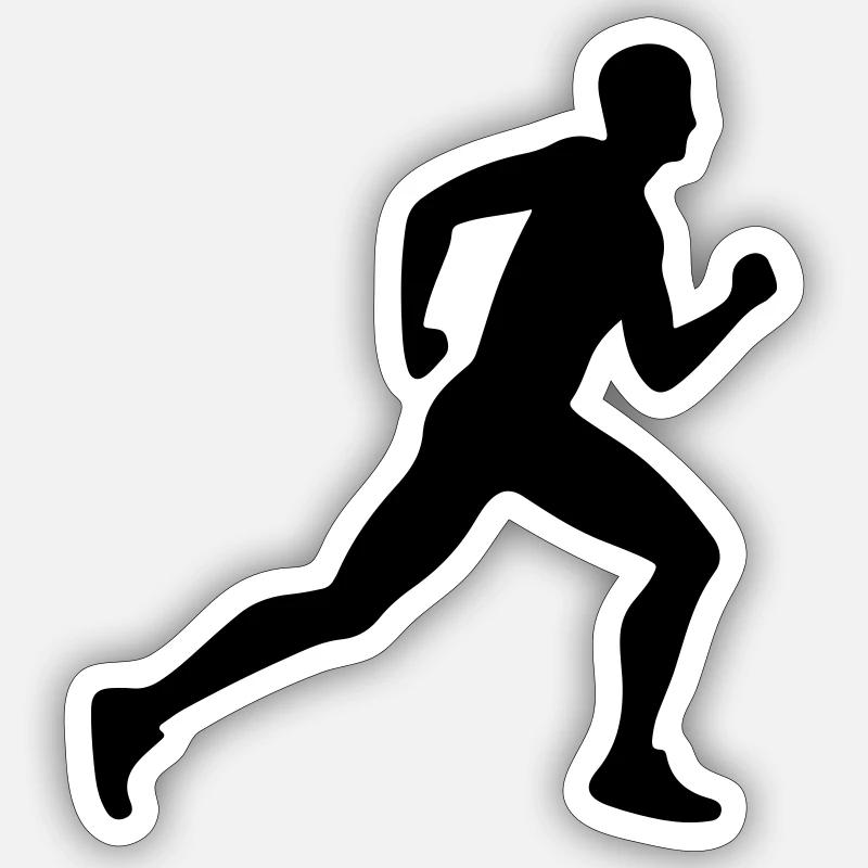 Running Marathon Sport Silhouette - Sticker size S (10 x 10 cm) - white matte