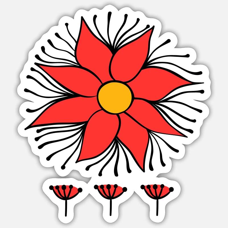 Fantaisie de fleur - Sticker taille S (10 x 10 cm) - blanc mat
