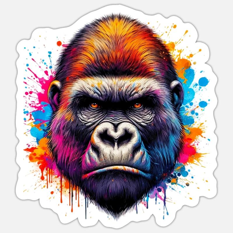Gorilla - Sticker size S (10 x 10 cm) - white matte
