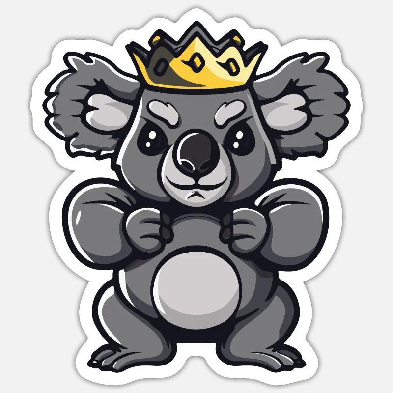 Koala Comic Krone Sticker Größe S (10 x 10 cm)