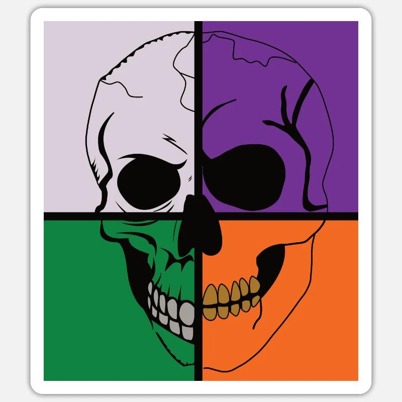 Skelettschädel - Sticker Größe S (10 x 10 cm) - Mattweiß