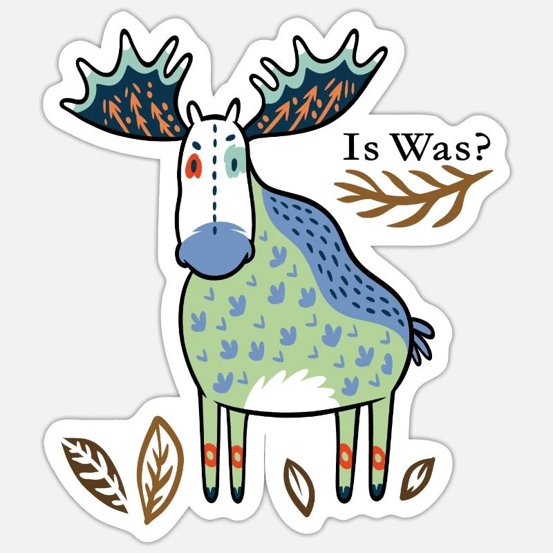 Hirsch, is was? - Sticker Größe S (10 x 10 cm) - Mattweiß