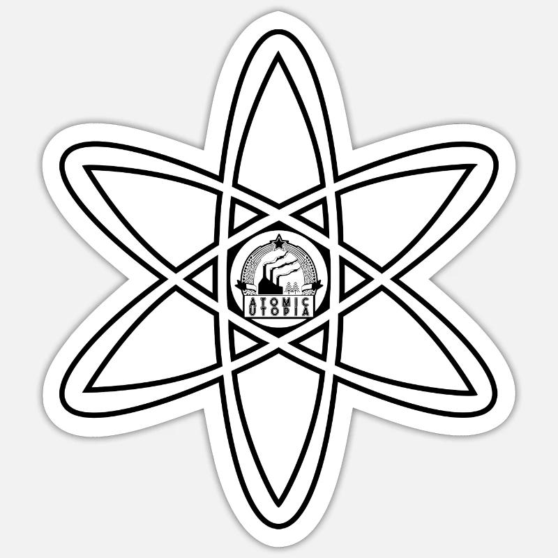 Atomic Utopia - Atom Emblem in White - Sticker size S (10 x 10 cm) - white matte