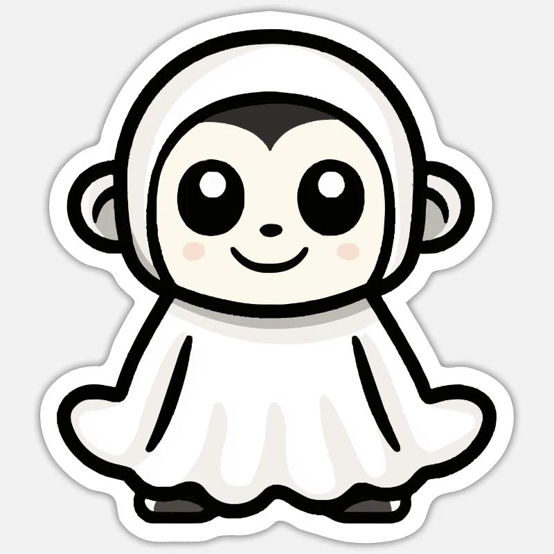 Monkey Halloween Comic Ghost - Sticker size S (10 x 10 cm) - white matte