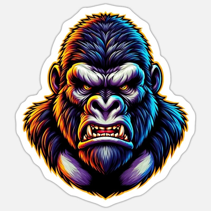 Gorilla - Sticker Größe S (10 x 10 cm) - Mattweiß