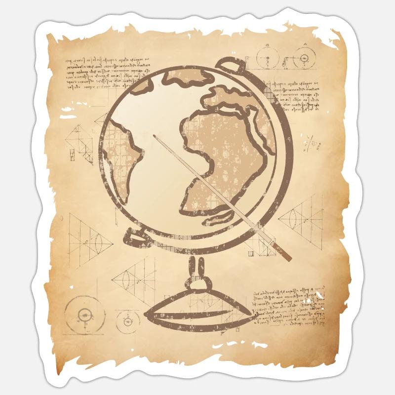 Géographie - Vintage Globe & Pointer Sticker taille S (10 x 10 cm)
