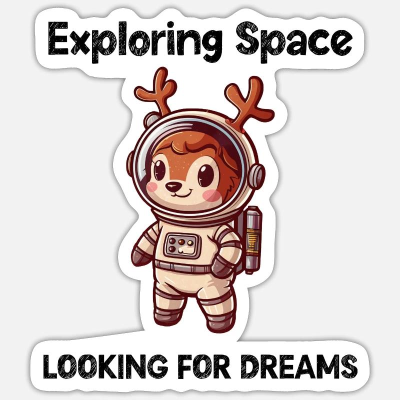 Deer Looking For Dreams Outer Space Sticker size S (10 x 10 cm)