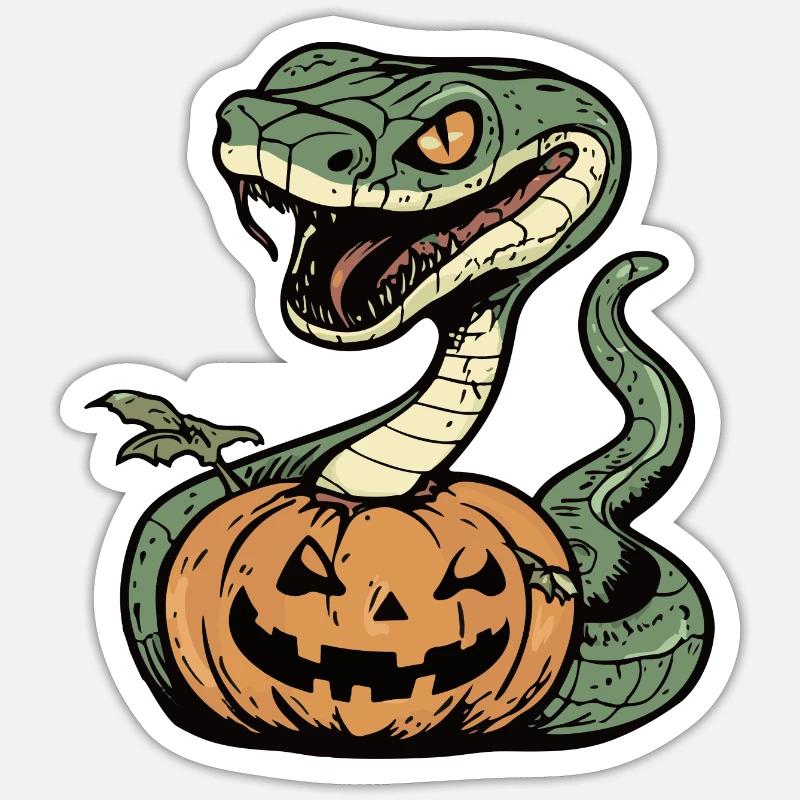 Serpent Cobra Halloween Zombie - Sticker taille S (10 x 10 cm) - blanc mat