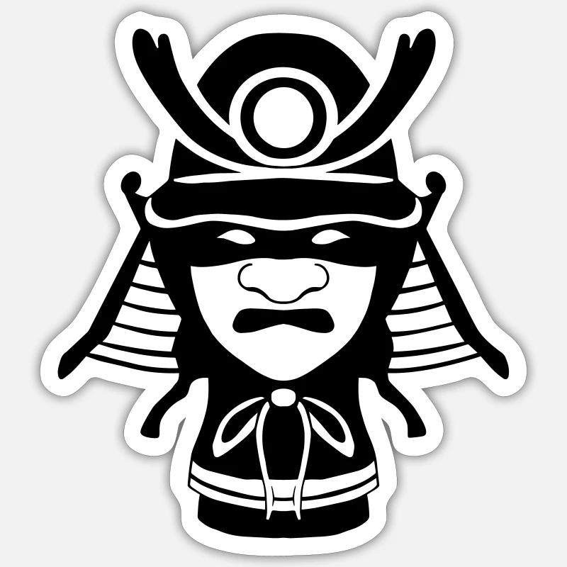 Samurai Masker Sticker maat S (10 x 10 cm)