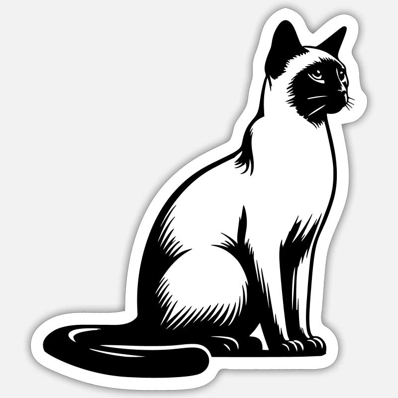 Siamkatze - Sticker Größe S (10 x 10 cm) - Mattweiß