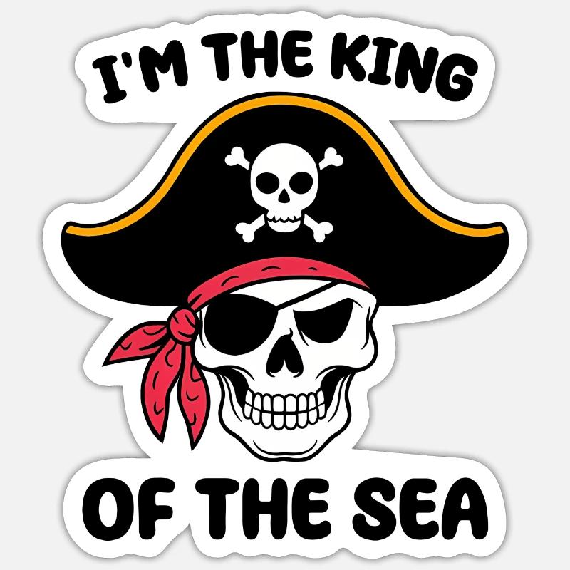 Crâne de pirate avec cache-œil - Sticker taille S (10 x 10 cm) - blanc mat