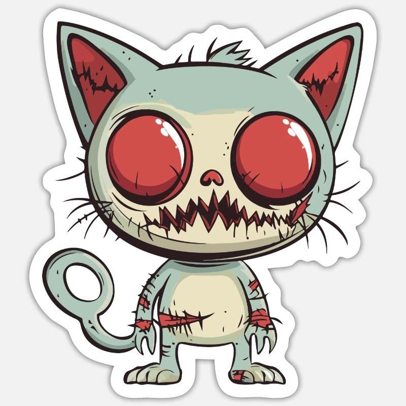 Cat Halloween Comic Funny - Sticker size S (10 x 10 cm) - white matte
