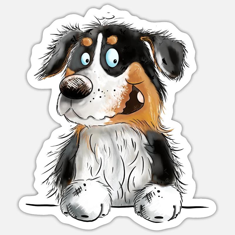 Funny Australian Shepherd Black Tri - Sticker size S (10 x 10 cm) - white matte