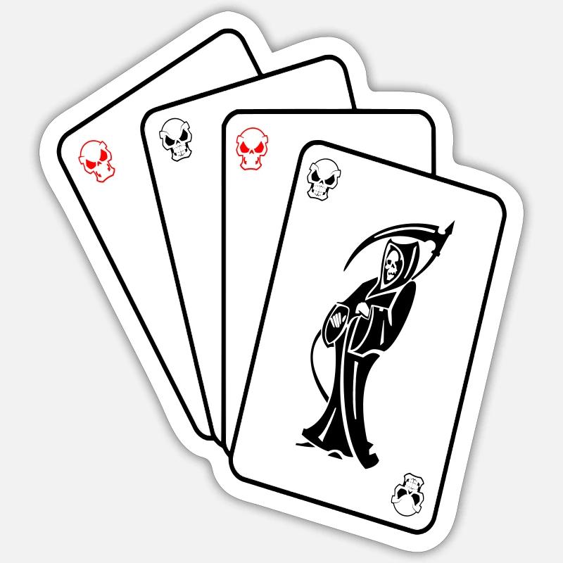 Sensenmann-Karten - Sticker Größe S (10 x 10 cm) - Mattweiß