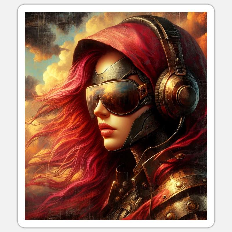 Steampunk Aviator - Sticker size S (10 x 10 cm) - white matte