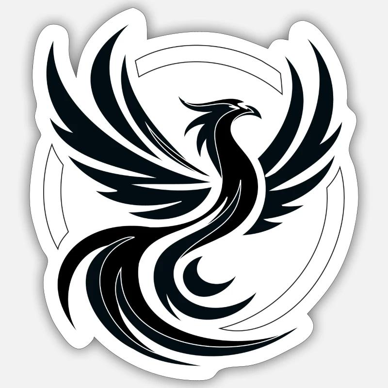 Phoenix black and white - Sticker size S (10 x 10 cm) - white matte