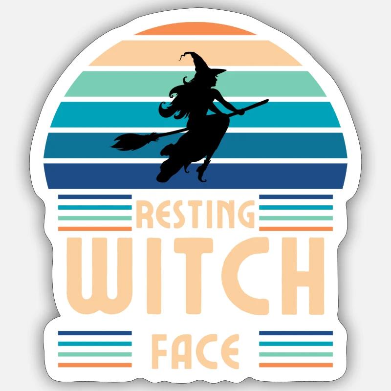 Resting Witch Face Retro - Sticker Größe S (10 x 10 cm) - Mattweiß