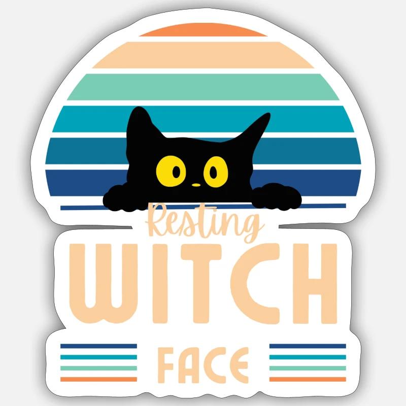 Resting witch face cat Sticker Größe S (10 x 10 cm)