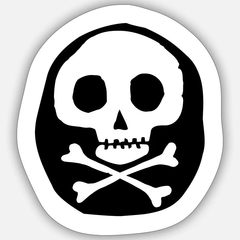 Schädel & Knochen - Sticker Größe S (10 x 10 cm) - Mattweiß