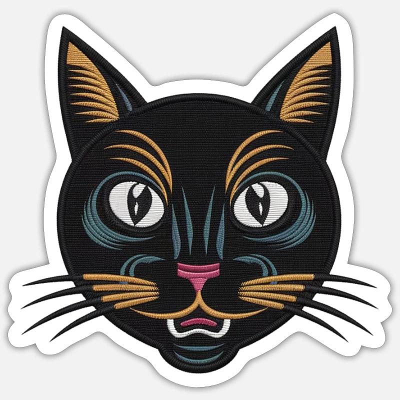 Chat brodé Stanley/Stella Sticker taille S (10 x 10 cm)