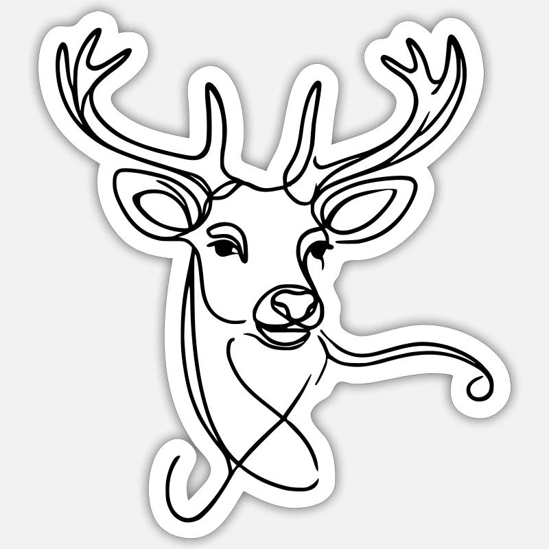 Hirsch schwarz - Sticker Größe S (10 x 10 cm) - Mattweiß