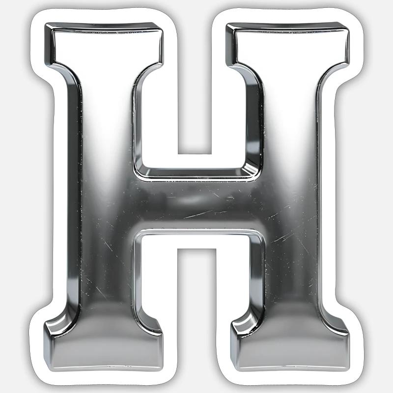 Chrome ,, H " Metallic - Sticker Größe S (10 x 10 cm) - Mattweiß