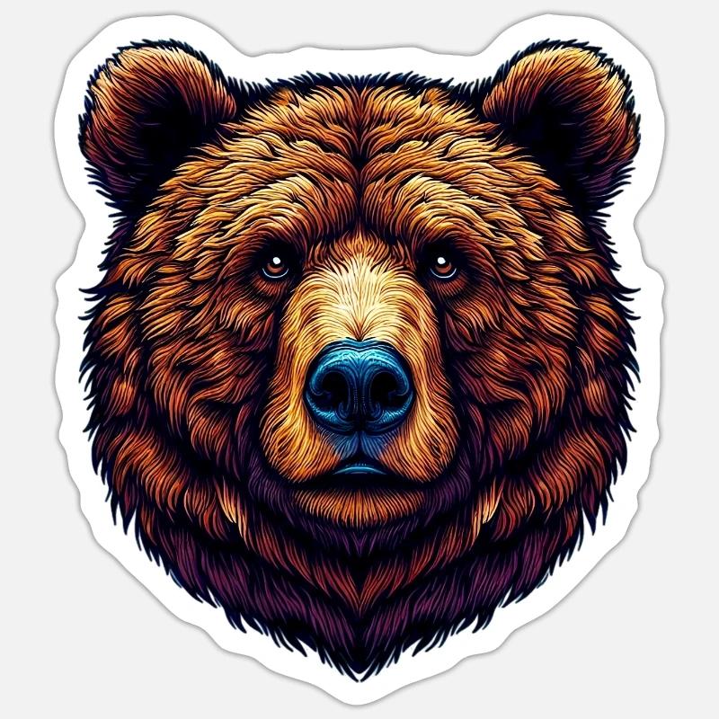 Ours - Sticker taille S (10 x 10 cm) - blanc mat