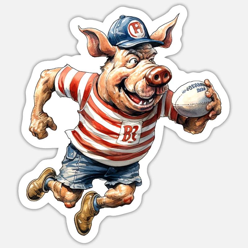 Cochons Rugby - Sticker taille S (10 x 10 cm) - blanc mat