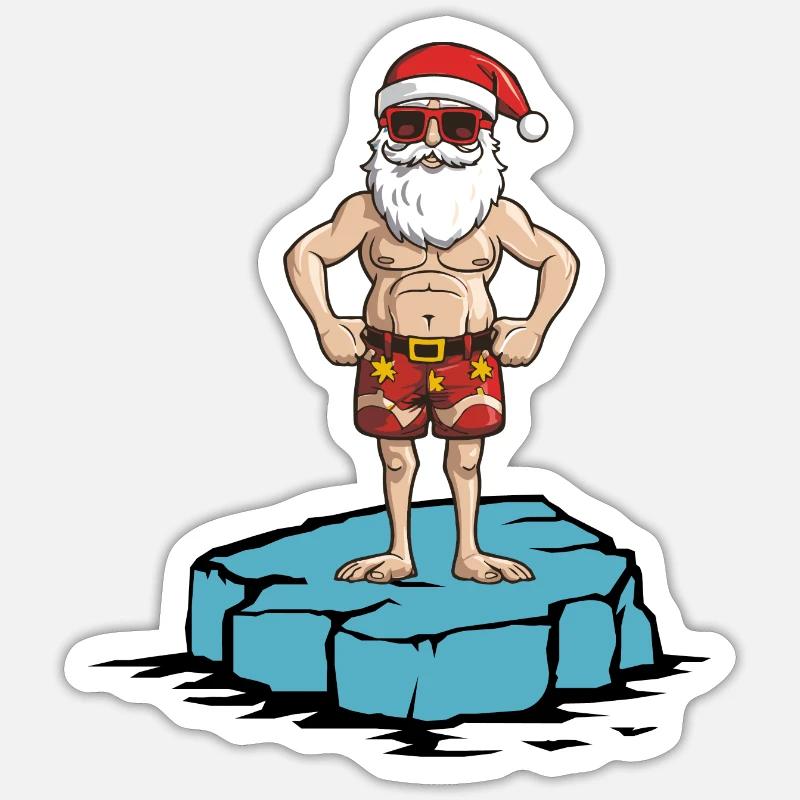 Weihnachtsmann Eisscholle Sticker Größe S (10 x 10 cm)