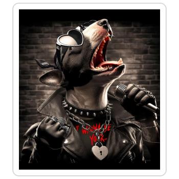 Singender Hund - Sticker Größe S (10 x 10 cm) - Mattweiß - Vorne