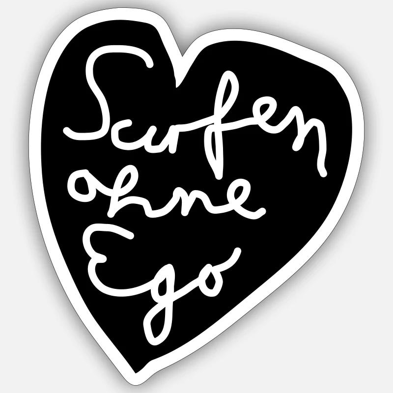 Surfer sans ego - Sticker taille S (10 x 10 cm) - blanc mat