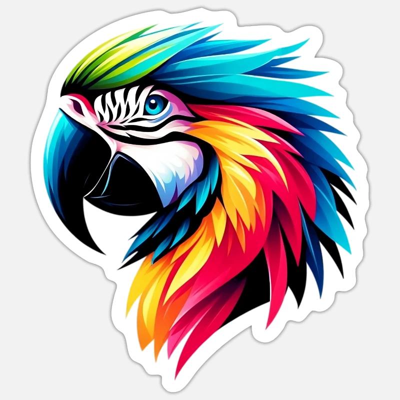 Perroquet - Sticker taille S (10 x 10 cm) - blanc mat