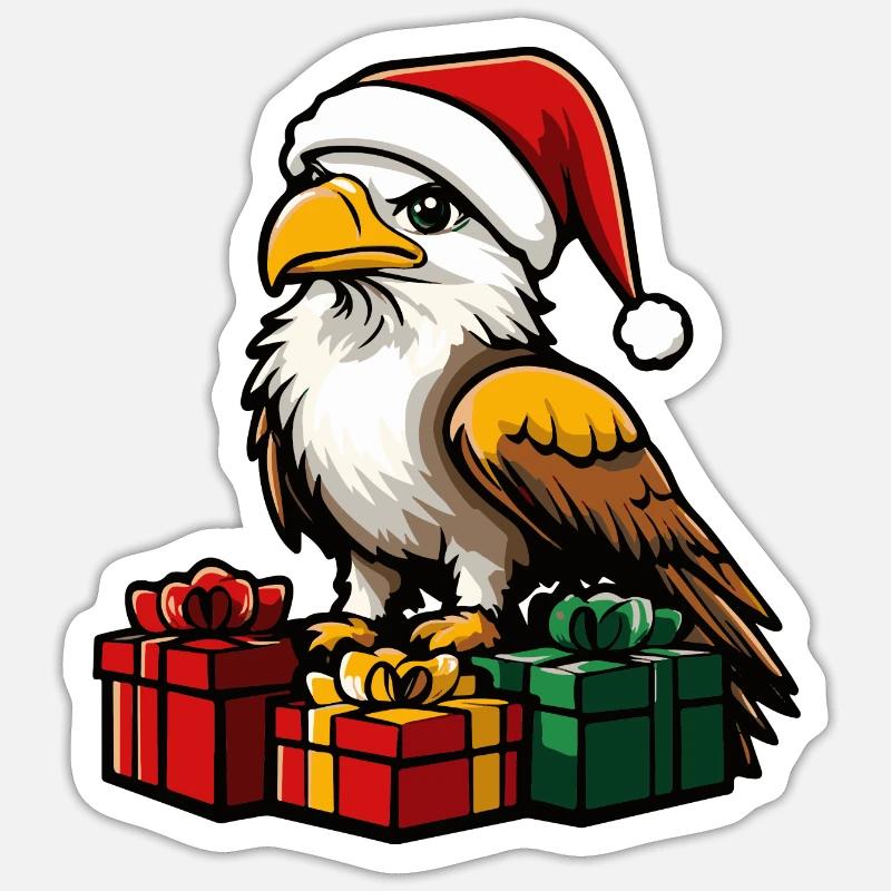 Cadeaux de Noël Eagle - Sticker taille S (10 x 10 cm) - blanc mat