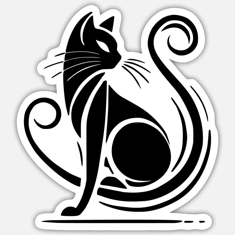 Modern Black Cat Sticker size S (10 x 10 cm)
