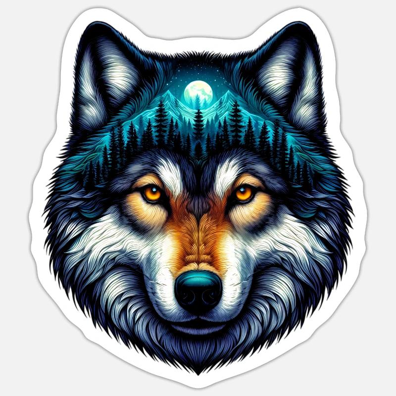 Wolf - Sticker Größe S (10 x 10 cm) - Mattweiß
